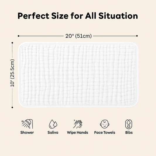 Muslin Burp Cloths – Extra Large 100% Cotton 25×50 cm – Absorbent Newborn Baby Burping Cloths
