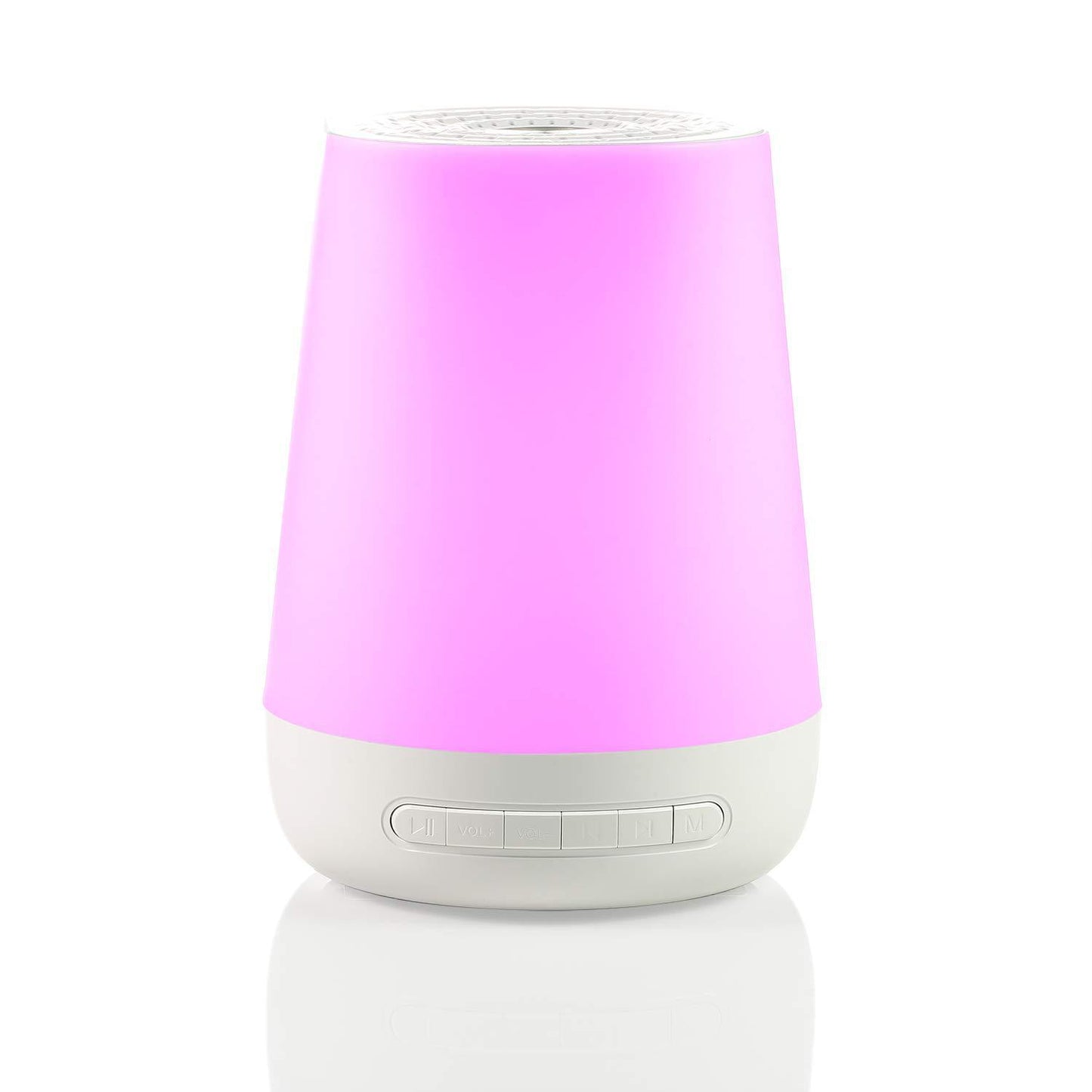 Pink and white cylindrical device on a white background