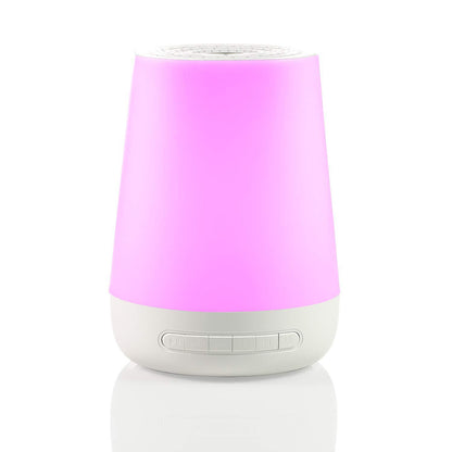 Pink and white cylindrical device on a white background