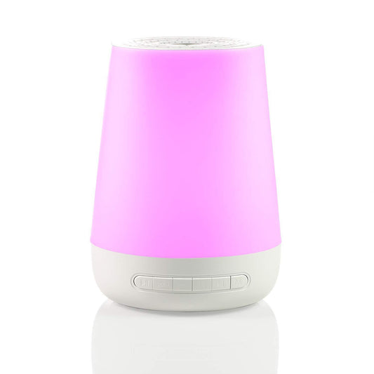 Pink and white cylindrical device on a white background
