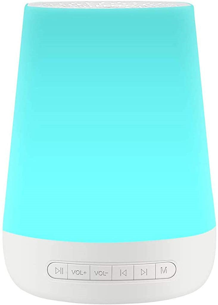 Turquoise and white electronic device with control buttons on a white background
