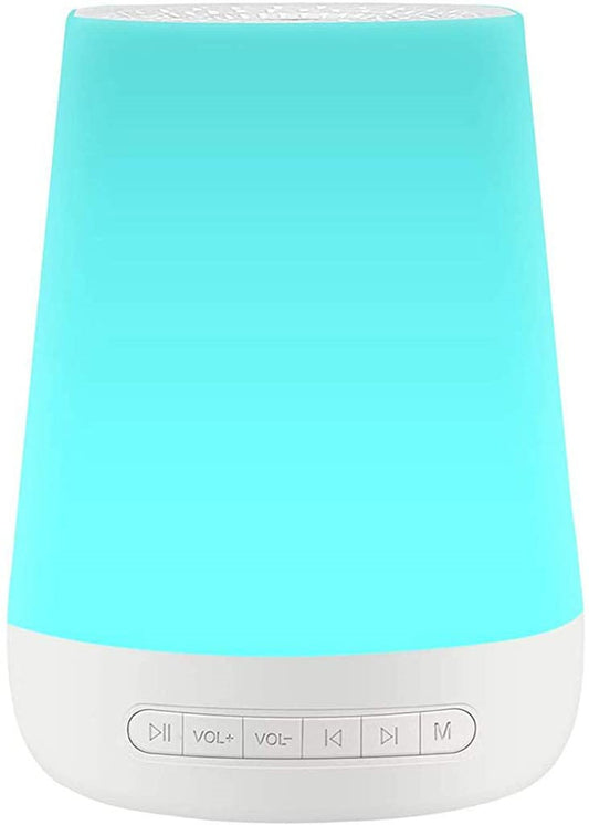 Turquoise and white electronic device with control buttons on a white background