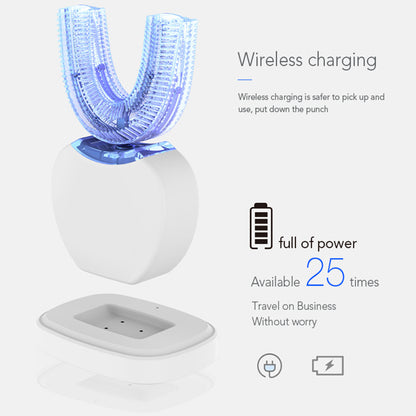 Wireless charging device with text on a white background