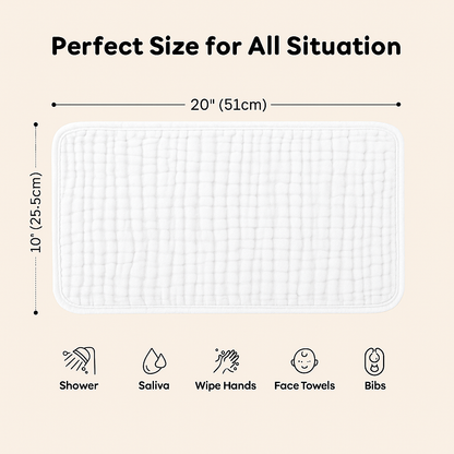 Muslin Burp Cloths – Extra Large 100% Cotton 25×50 cm – Absorbent Newborn Baby Burping Cloths